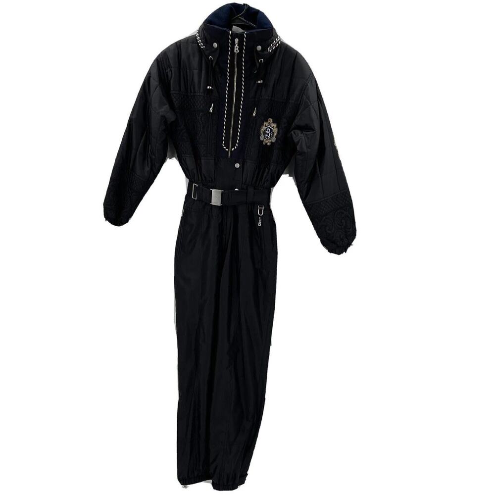 Bogner One Piece Embroidered Ski Suit Womens 8 Black